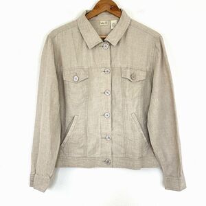 Linden Hill Jacket Women's Size XL Beige Linen Button Down Jacket Minimalist